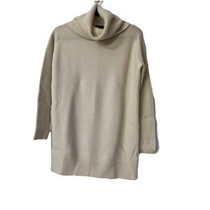 Vince Light  ivory Wool Cashmere Blend Side-Zip Ribbed   Sweater xs Cowl Neck‎
